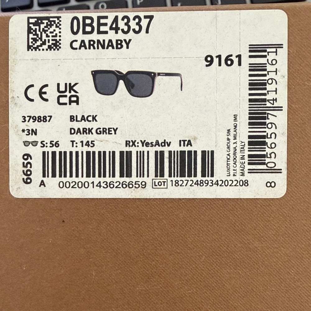 Burberry BE4337 Black Dark Grey Sunglasses - Picture 8 of 8